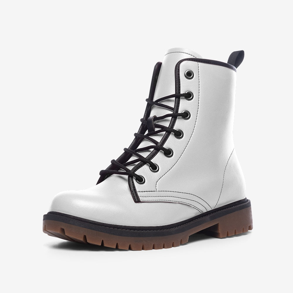 White Faux Leather Boots for men & women – Unisex, modern, and waterproof.