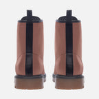 Faux Leather Combat Boots – Stylish in soft pink.