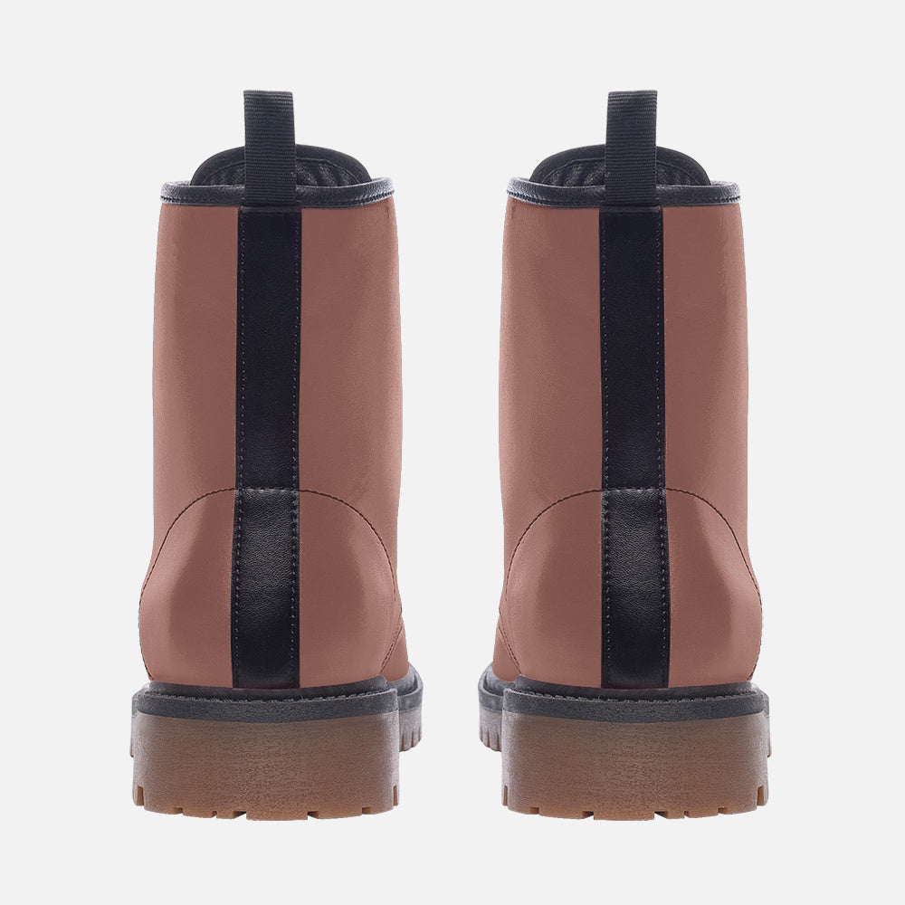 Faux Leather Combat Boots – Stylish in soft pink.