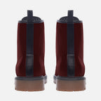 Faux Leather Combat Boots in maroon – Unisex and durable.
