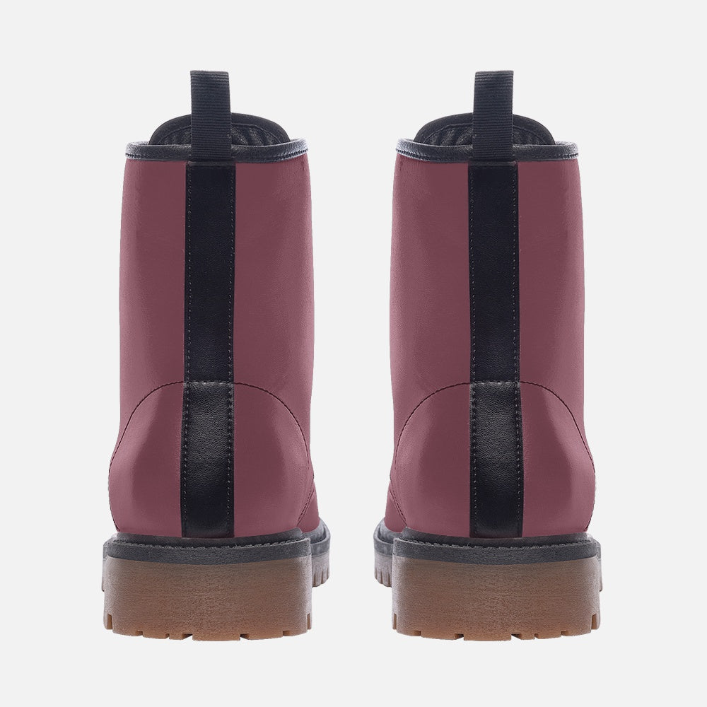Faux Leather Combat Boots in mauve – Durable and elegant.