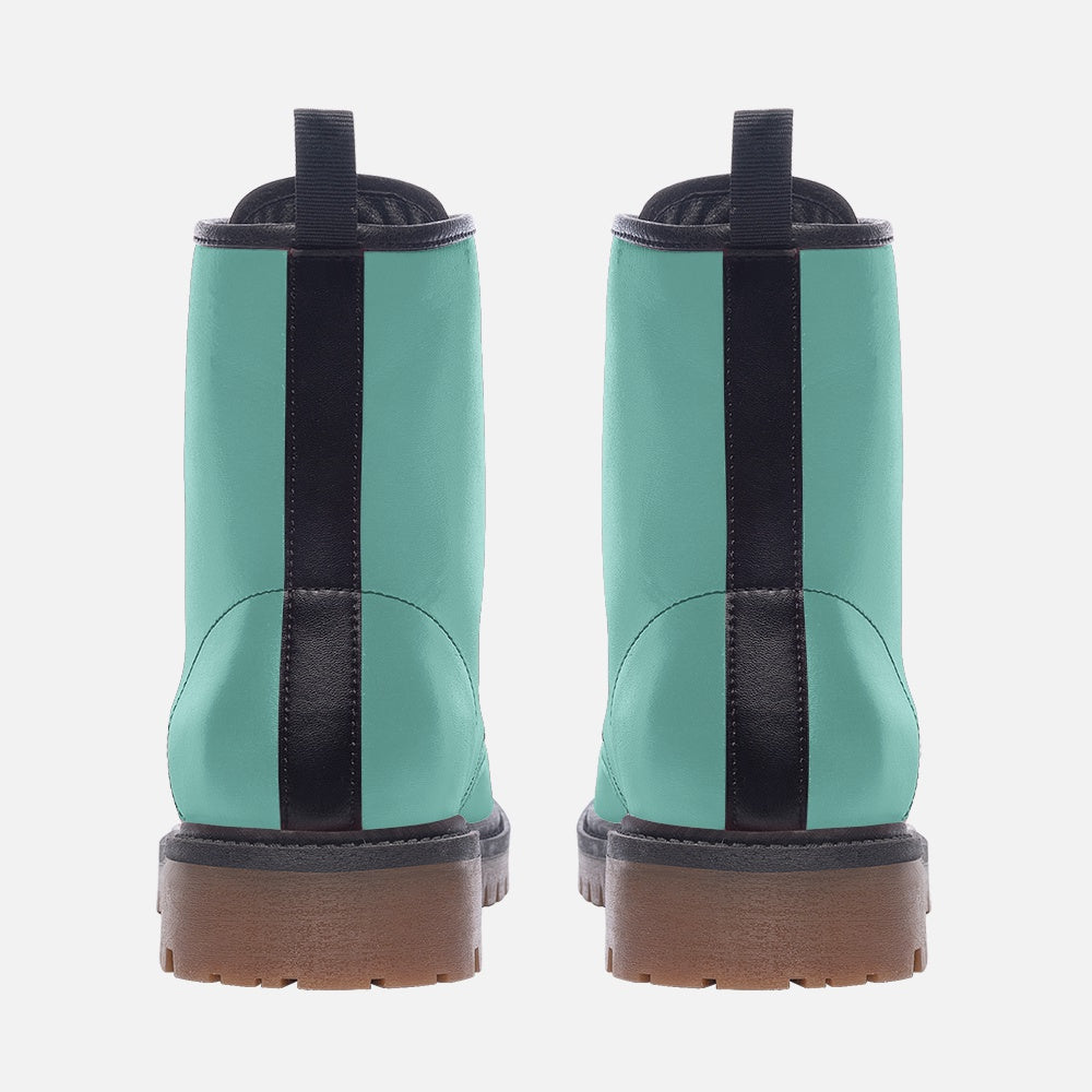 Faux Leather Combat Boots in mint – Refreshing style meets function