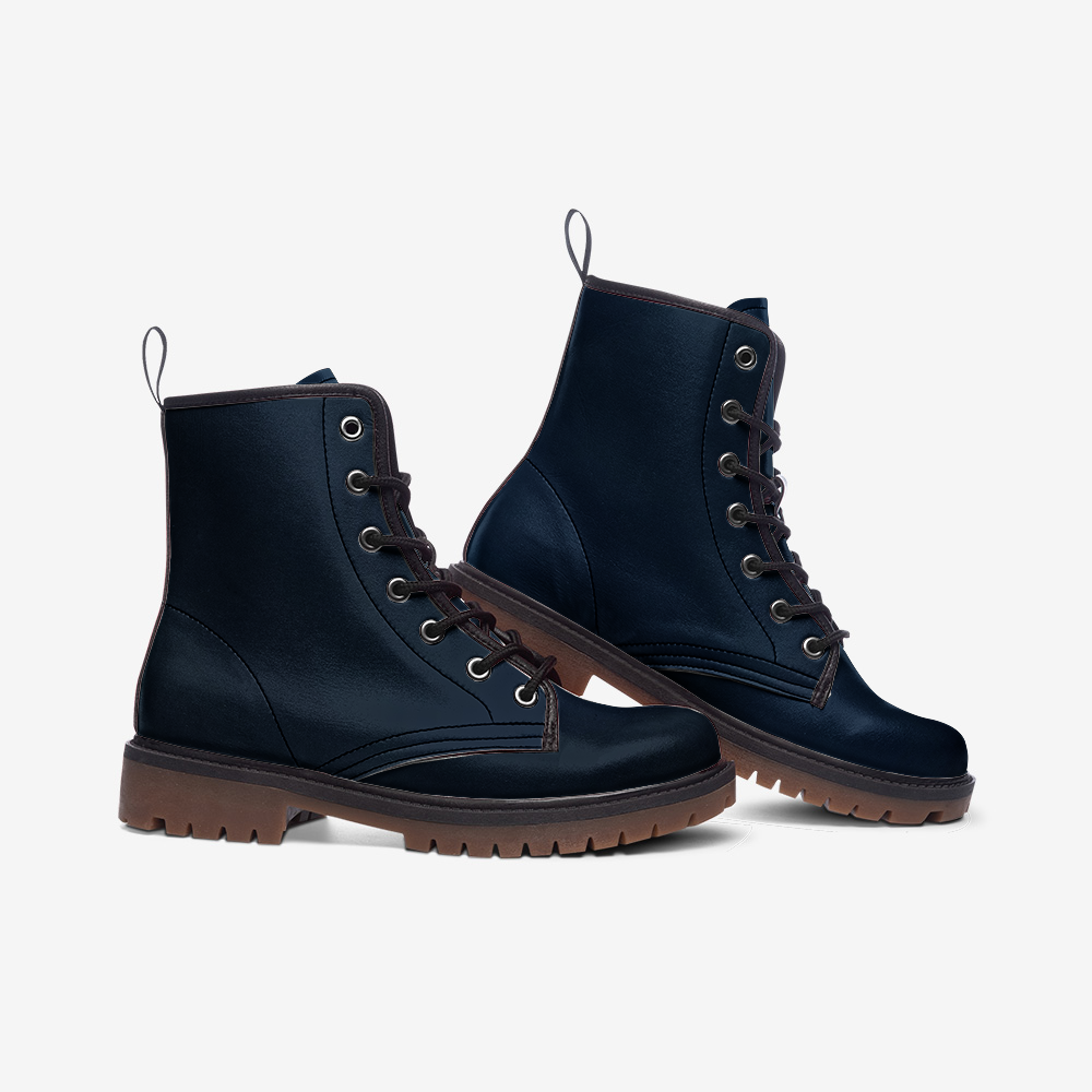 Faux Leather Combat Boots in navy – Perfect blend of toughness and elegance.