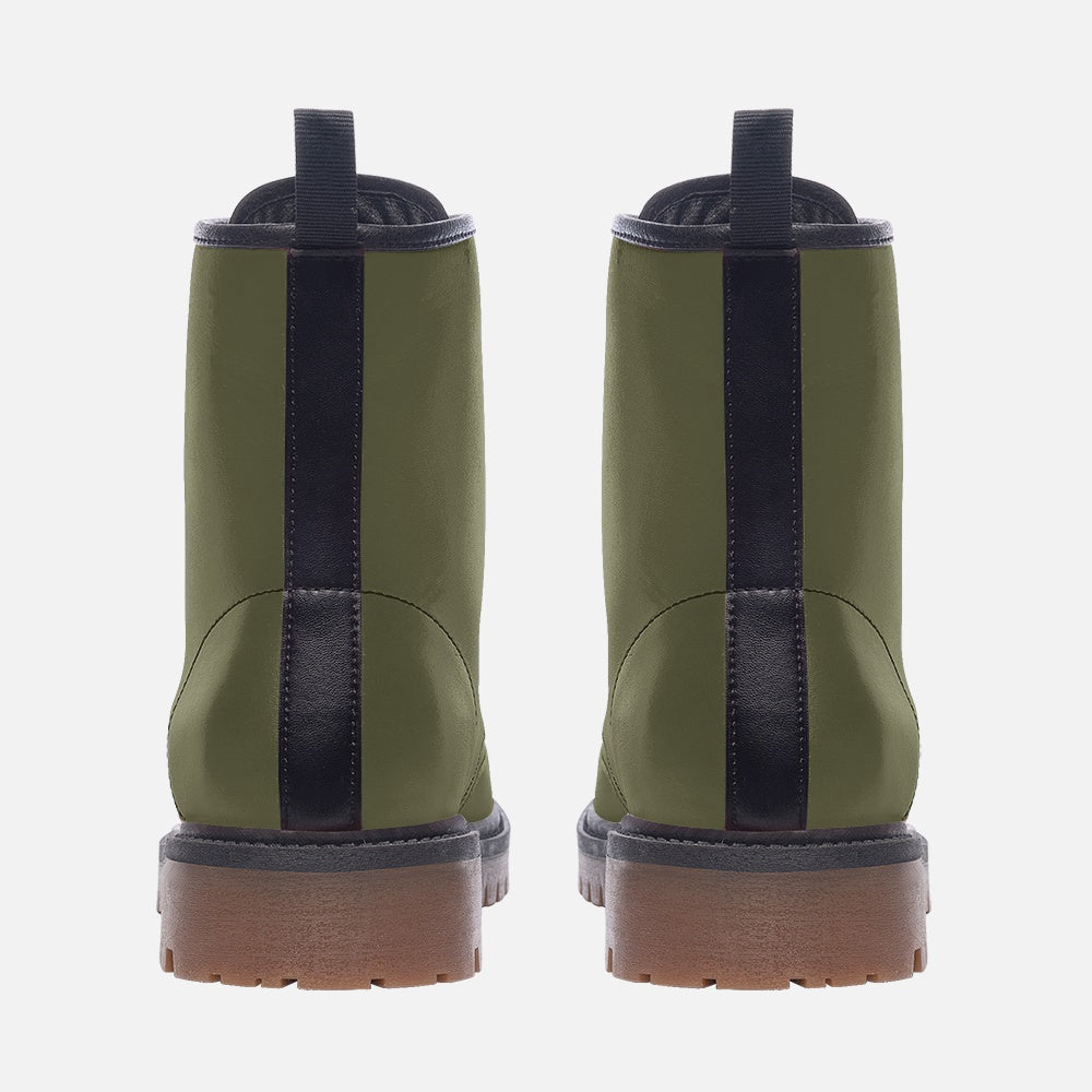 Faux Leather Combat Boots in olive – Everyday protection with style.