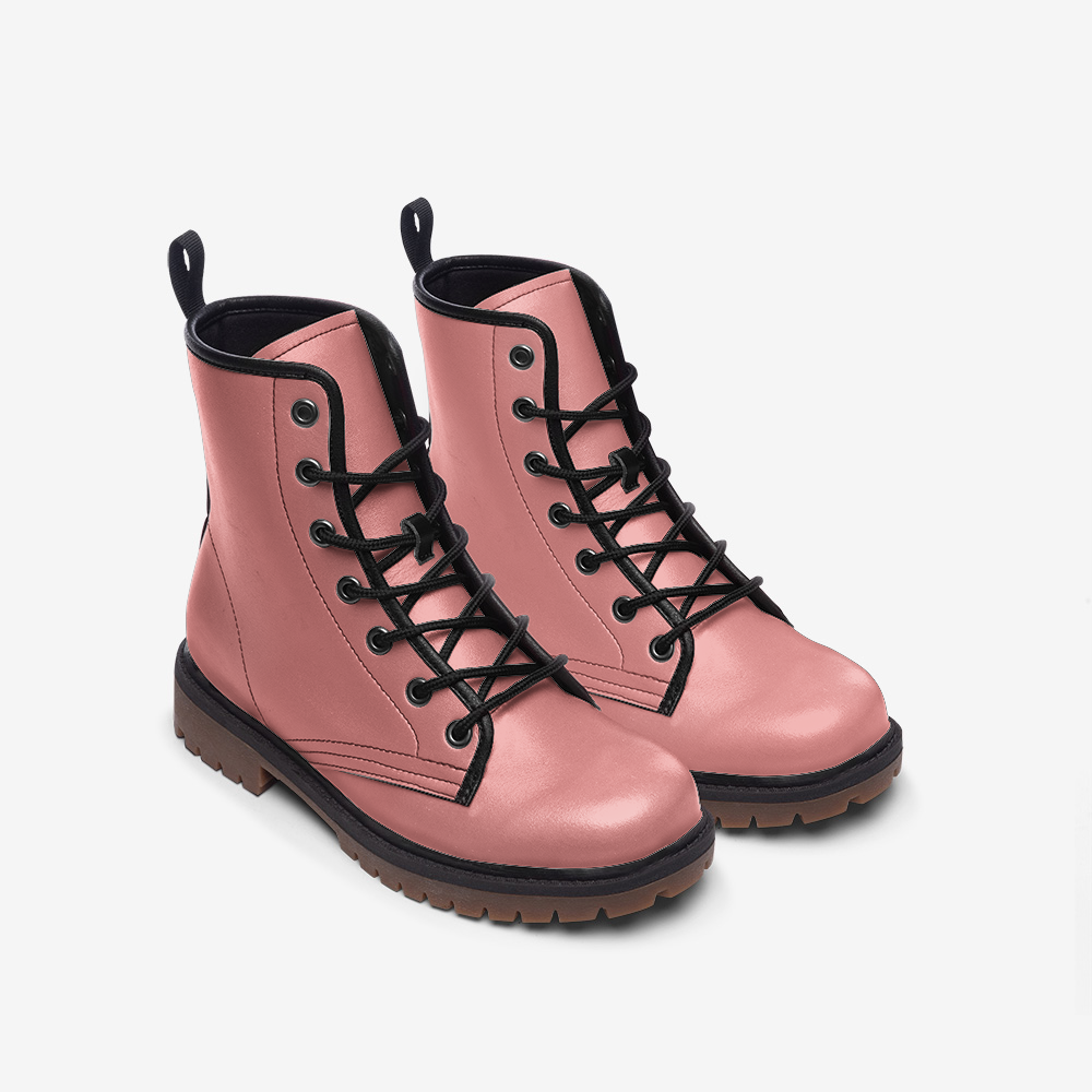 Faux Leather Combat Boots in pink – Eye-catching, ethical, and versatile.