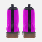 Faux Leather Combat Boots – Unisex purple statement shoes.