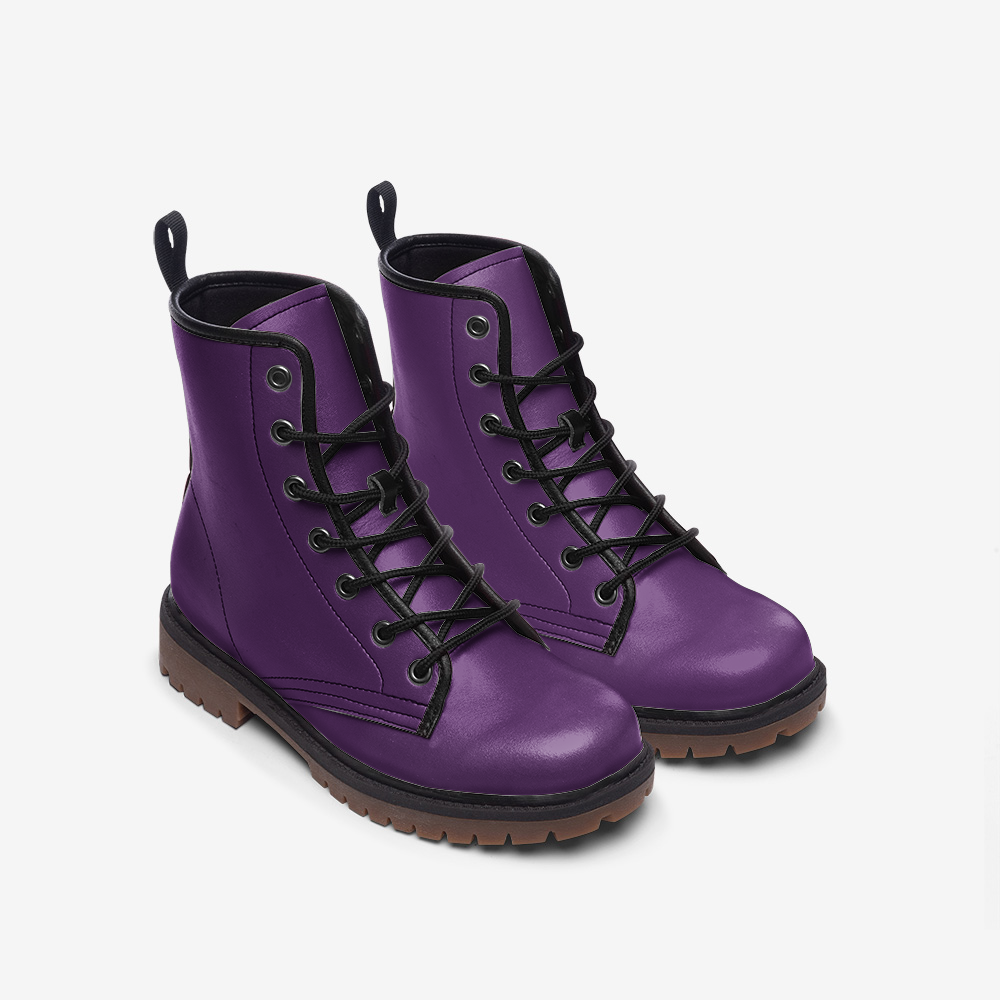 Faux Leather Combat Boots in purple – The perfect balance of strength and style