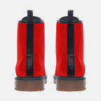 Faux Leather Combat Boots in red – A fiery combination of strength and style.