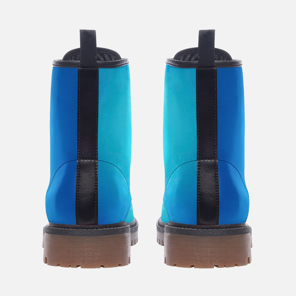 Faux Leather Combat Boots in vibrant blue – Street-ready.