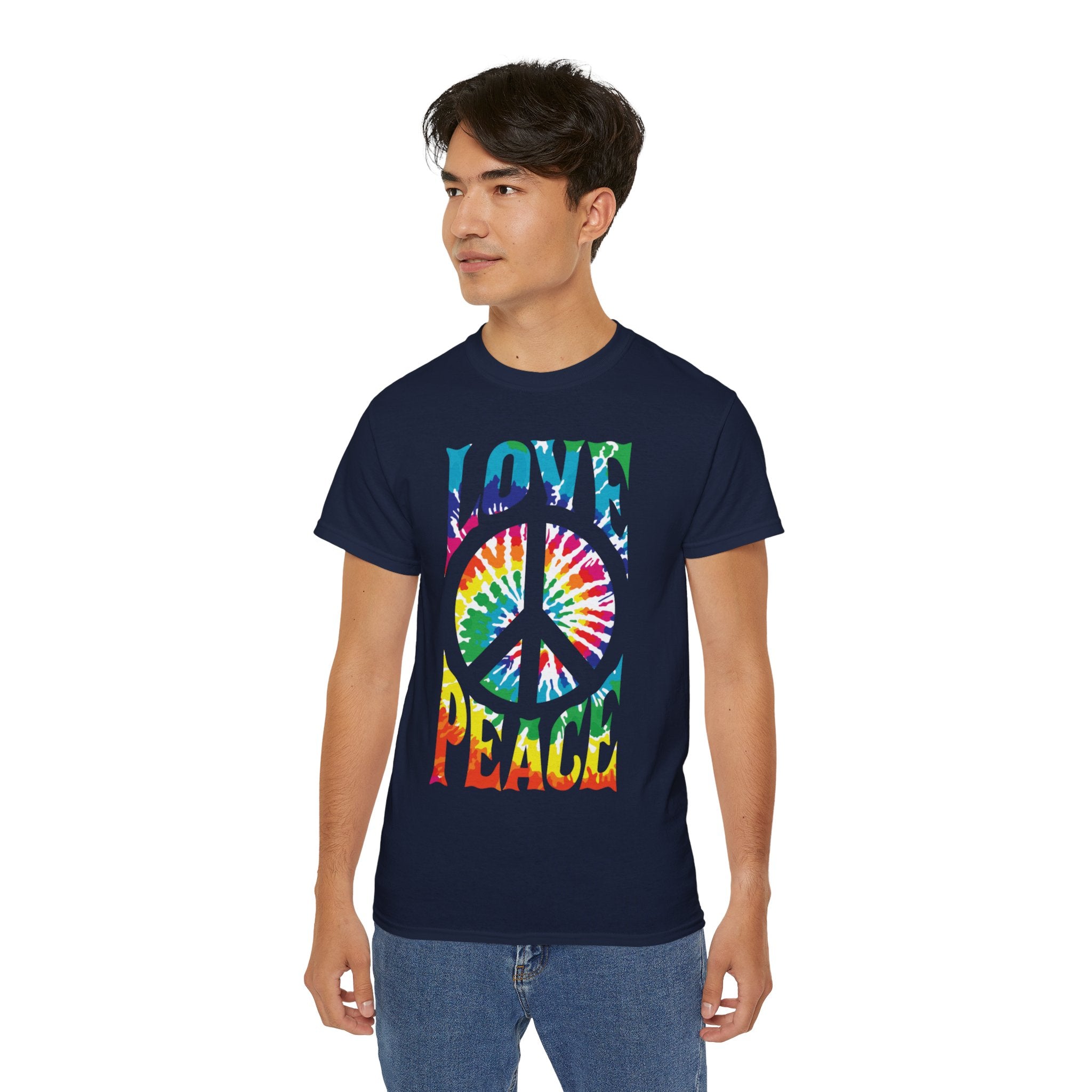 Love & Peace hippie graphic tee for men & women.