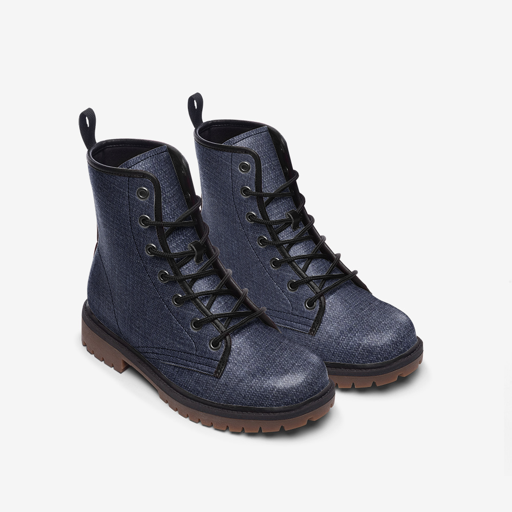 Vegan Leather Boots with blue jean finish – Stylish and comfy.