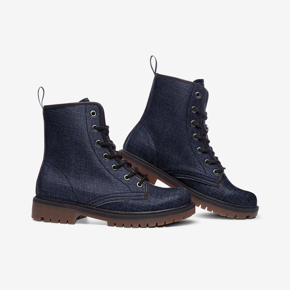 Vegan Leather Combat Boots – Unisex denim boot option.