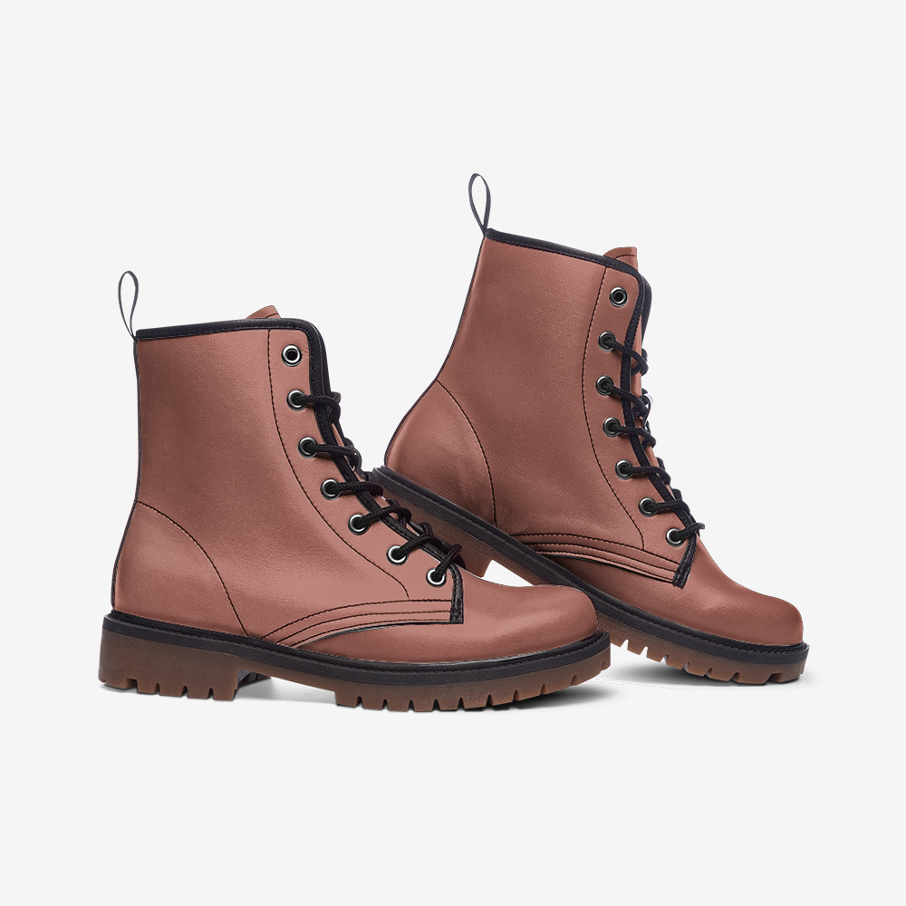 Blush Vegan Leather Combat Boots – Elegant and sustainable.