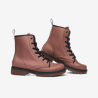 Blush Vegan Leather Combat Boots – Elegant and sustainable.