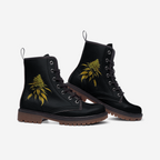 Vegan Leather Combat Boots with weed design for men & women.