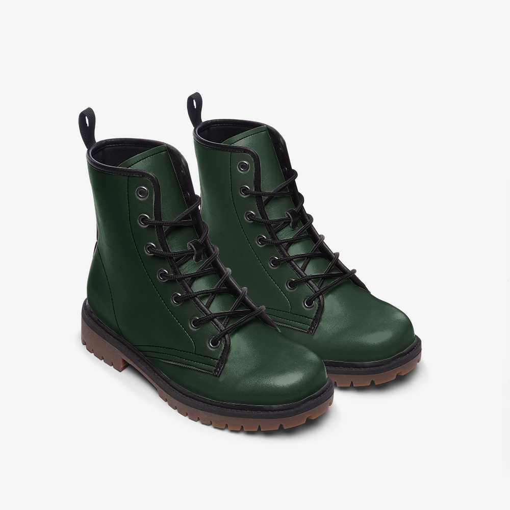 Vegan Leather Combat Boots – Classic green, strong and stylish